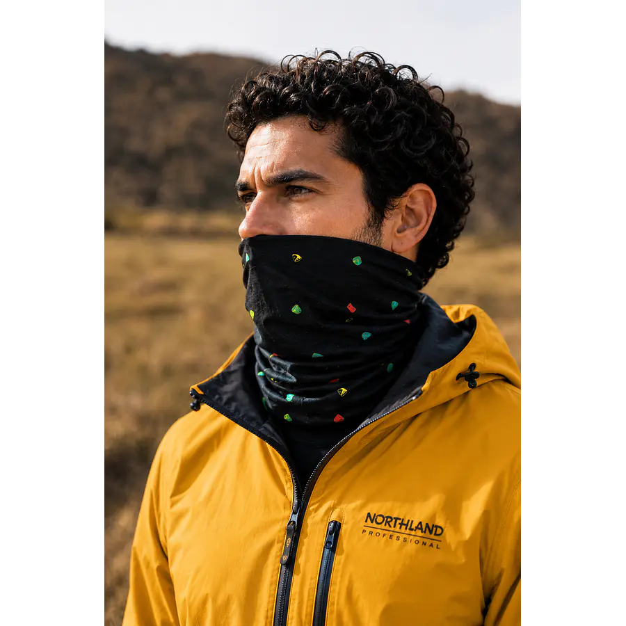 Bandana Multifuncional Northland NL Dot Black Negra – Protección Outdoor para Trekking, Running y Ciclismo