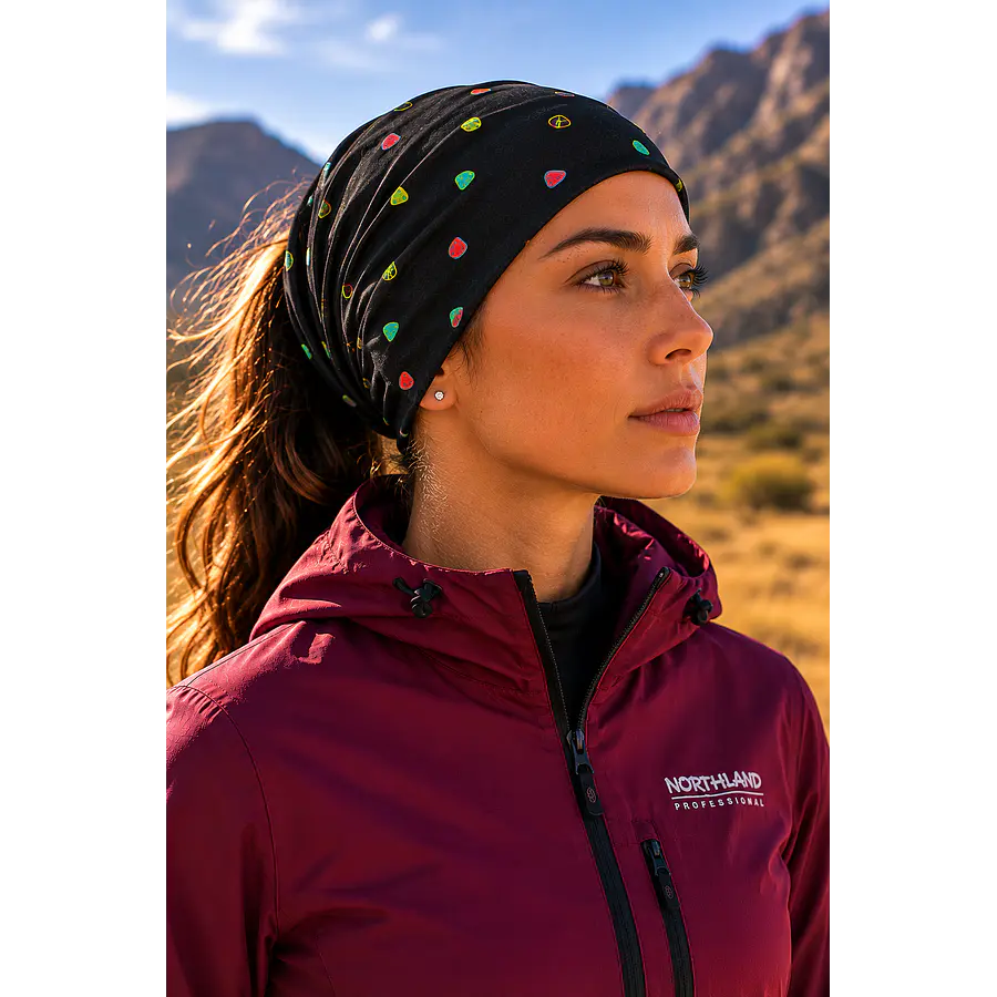 Bandana Multifuncional Northland NL Dot Black Negra – Protección Outdoor para Trekking, Running y Ciclismo