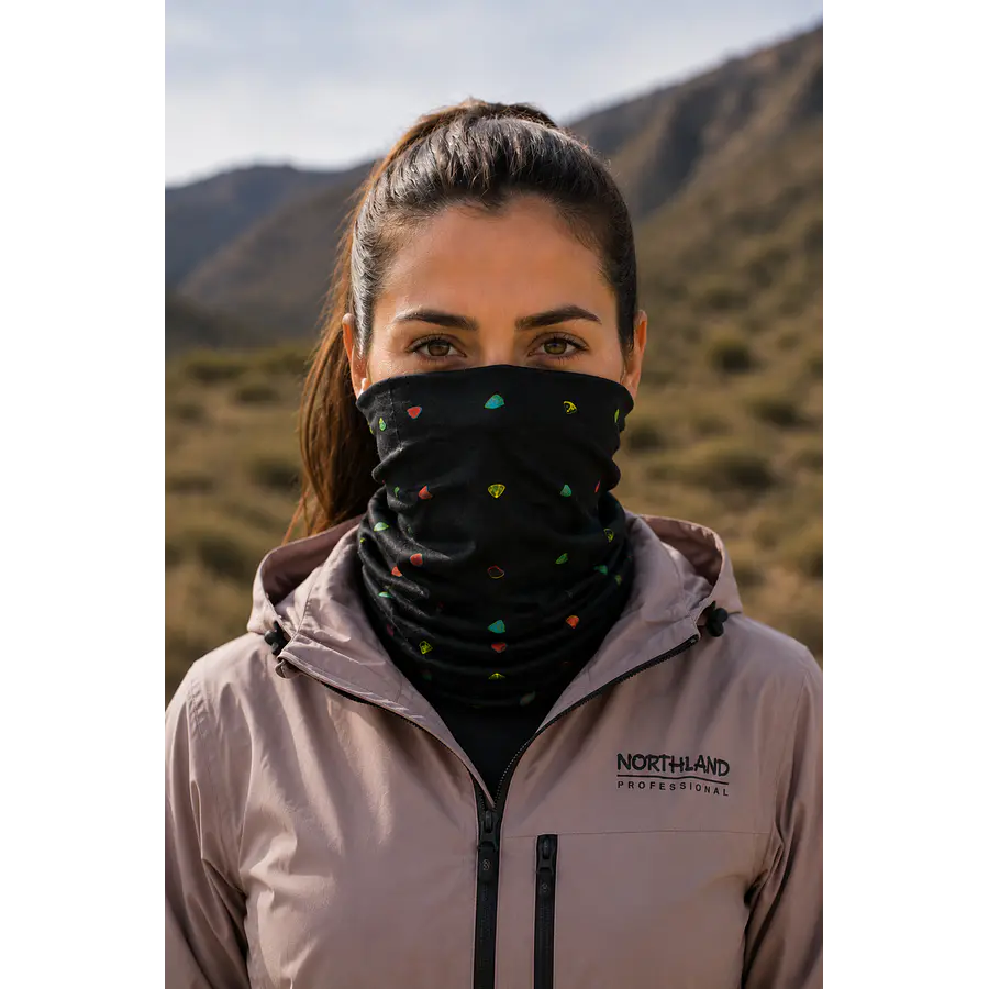 Bandana Multifuncional Northland NL Dot Black Negra – Protección Outdoor para Trekking, Running y Ciclismo