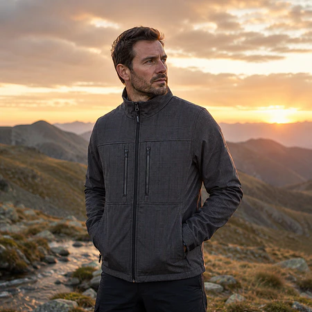 Chaqueta Softshell Hombre Northland Haakon Gris – Cortaviento Outdoor para Trekking, Viajes y Uso Diario