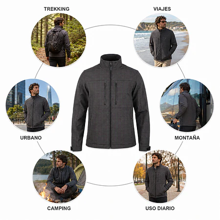 Chaqueta Softshell Hombre Northland Haakon Gris – Cortaviento Outdoor para Trekking, Viajes y Uso Diario