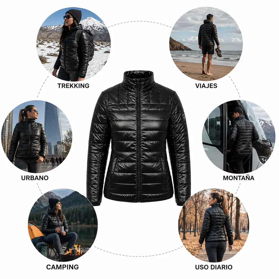 Parka Mujer Northland Isa Microloft Black Abrigo Térmico Liviano para Invierno y Outdoor