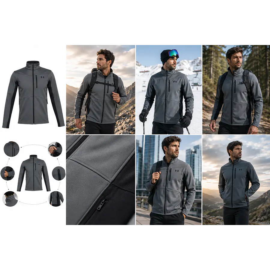 Chaqueta Hombre Under Armour ColdGear Infrared Shield Gris – Softshell Cortaviento para Frío y Movimiento