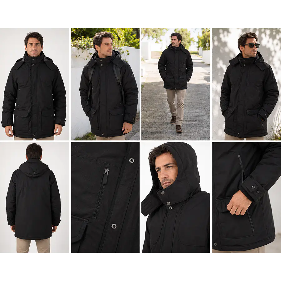 Parka Hombre Northland Allen Black Regular Fit con Capucha Desmontable