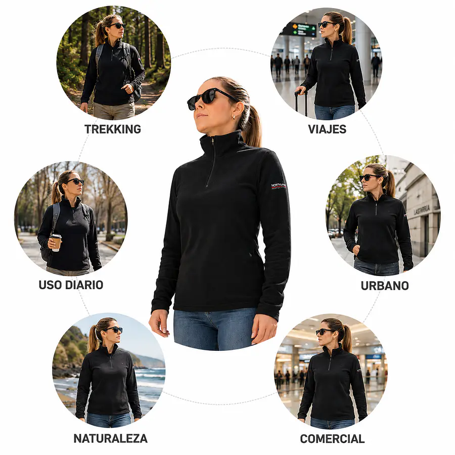 Polerón Micropolar Mujer Northland Rolli Black