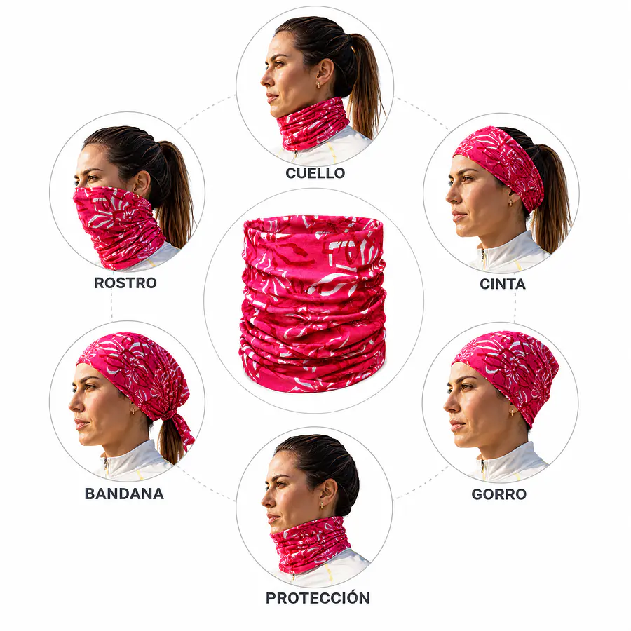 Bandana Multifuncional Northland Pink Flower | Protección UV, Cuello, Buff y Outdoor