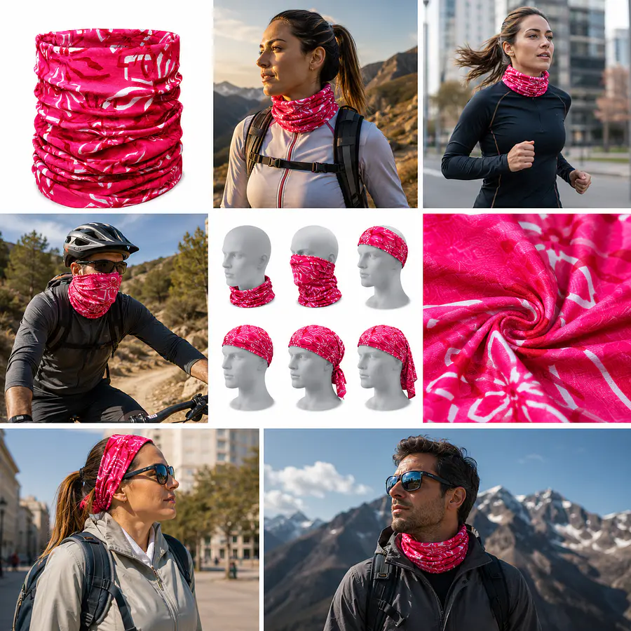 Bandana Multifuncional Northland Pink Flower | Protección UV, Cuello, Buff y Outdoor
