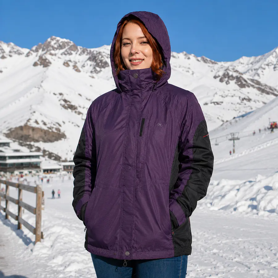 Parka 3 en 1 Mujer Northland Exo Meribel Combi Plum Black | Impermeable, Chaqueta Interior Desmontable y Diseño Europeo