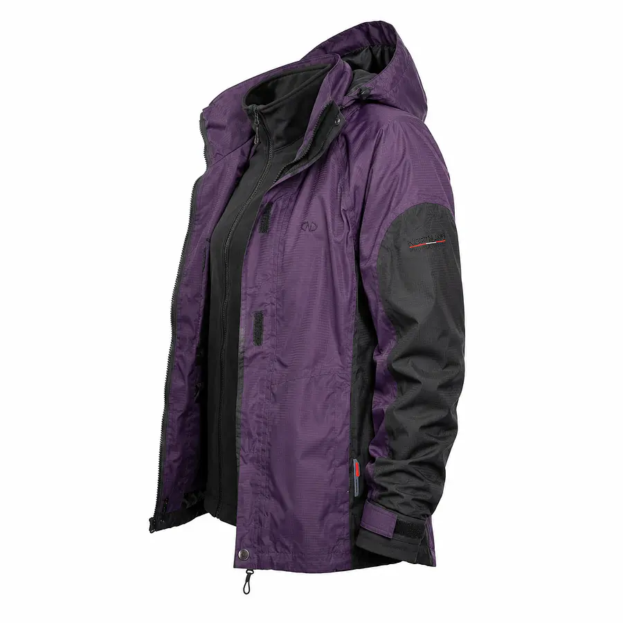 Parka 3 en 1 Mujer Northland Exo Meribel Combi Plum Black | Impermeable, Chaqueta Interior Desmontable y Diseño Europeo