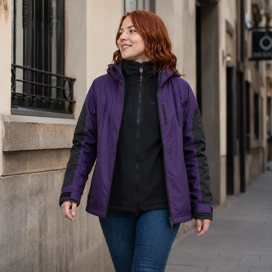 Parka 3 en 1 Mujer Northland Exo Meribel Combi Plum Black | Impermeable, Chaqueta Interior Desmontable y Diseño Europeo