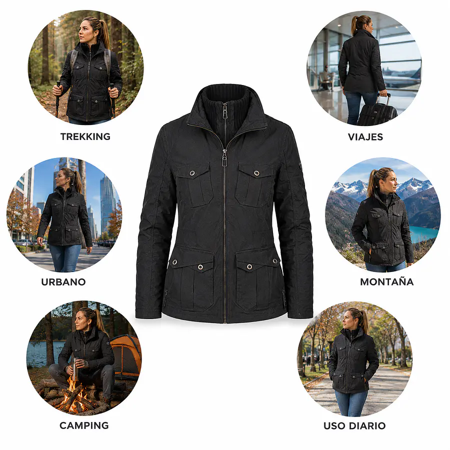 Chaqueta Mujer Northland Chloe Black | Chaqueta de Invierno Slim Fit con Diseño Europeo Outdoor