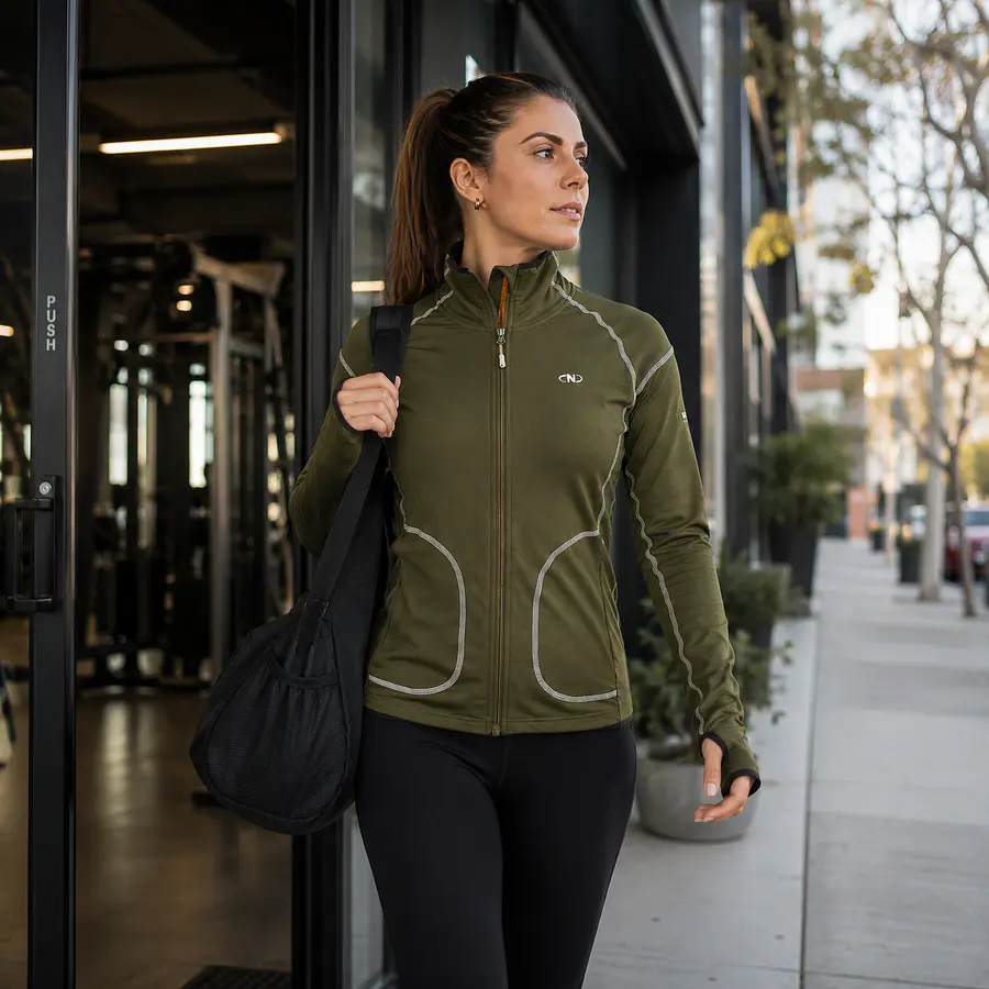 Polerón Deportivo Mujer Northland Speedrunning Jacket Olive | Full Zip Running Slim Fit