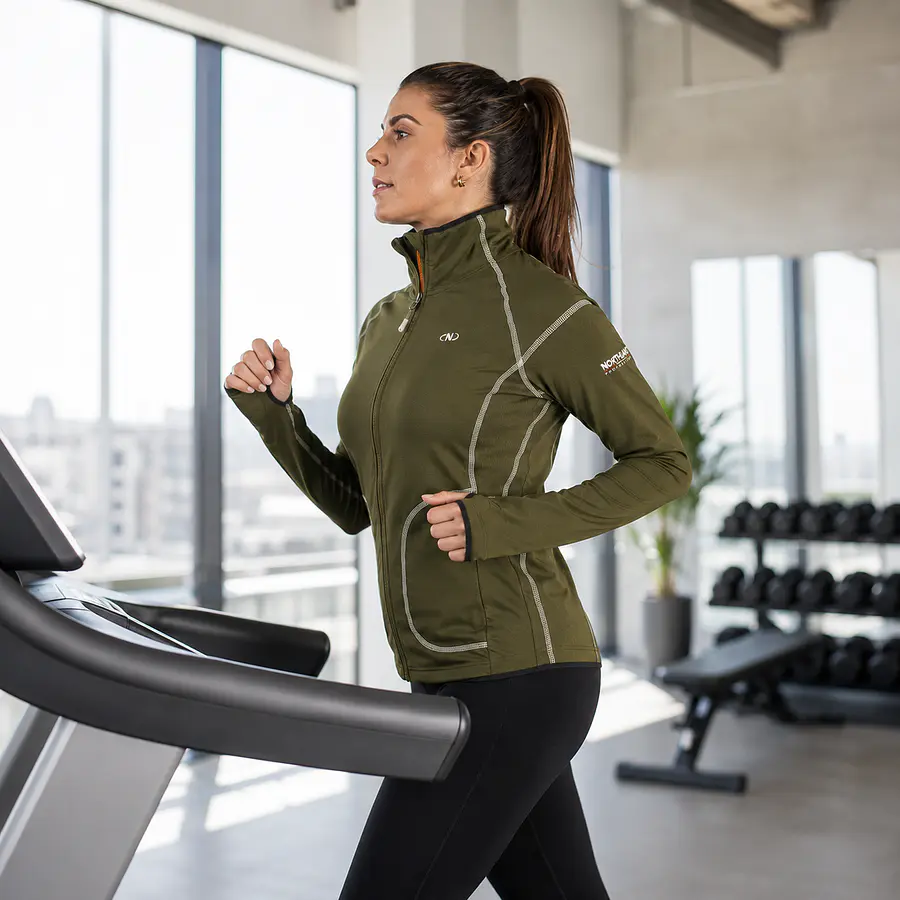Polerón Deportivo Mujer Northland Speedrunning Jacket Olive | Full Zip Running Slim Fit