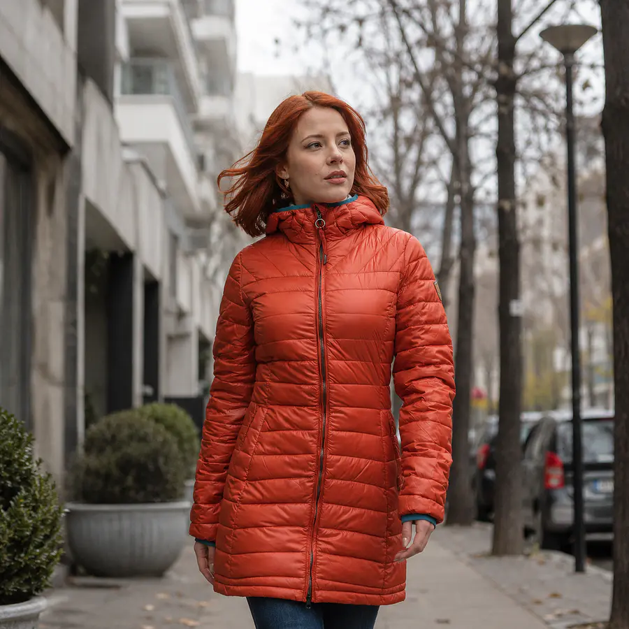 Parka Mujer Northland Taja Pluma 90/10 Brick | Plumón Premium con Capucha, Slim Fit y Diseño Europeo