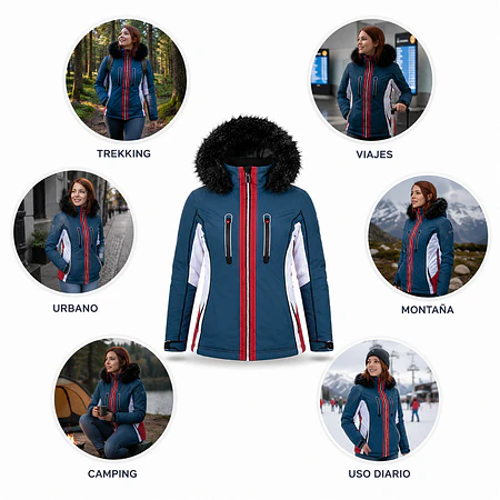 Parka Mujer Northland Diana Schijkt Indigo | Parka Premium Impermeable de Invierno con Capucha Desmontable y Diseño Europeo