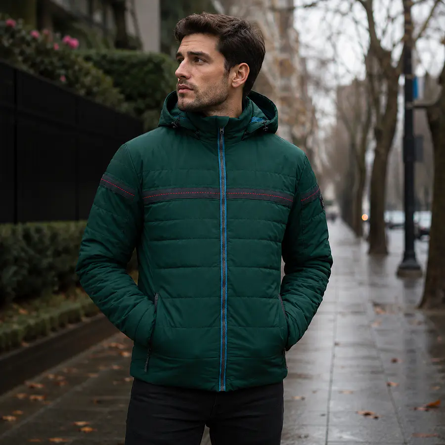Parka Hombre Northland Ivan Jungle Green | Microloft Liviana, Slim Fit y Diseño Europeo Outdoor