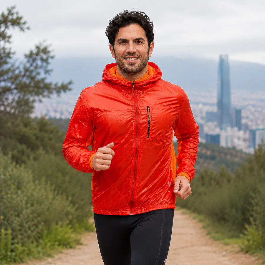 Chaqueta Cortaviento Hombre Northland Aquilo Flame | Ultraliviana, Capucha, Slim Fit y Paneles Respirables