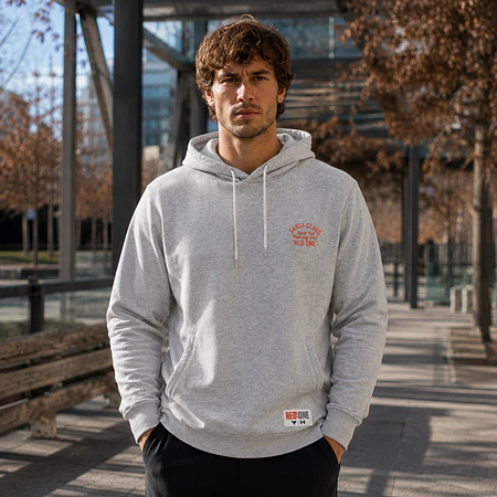 Polerón Hombre Under Armour Project Rock Red One Club Hoodie Gris | Fleece Premium Loose Fit