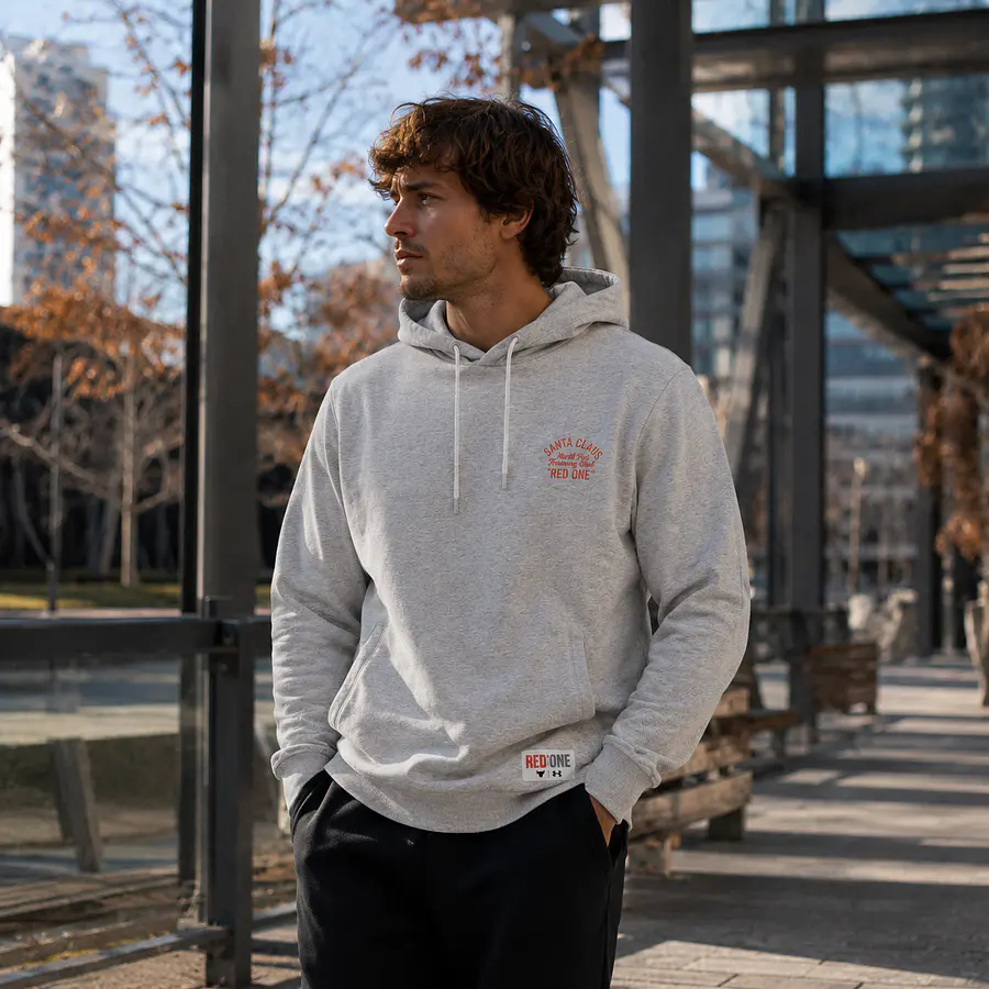 Polerón Hombre Under Armour Project Rock Red One Club Hoodie Gris | Fleece Premium Loose Fit