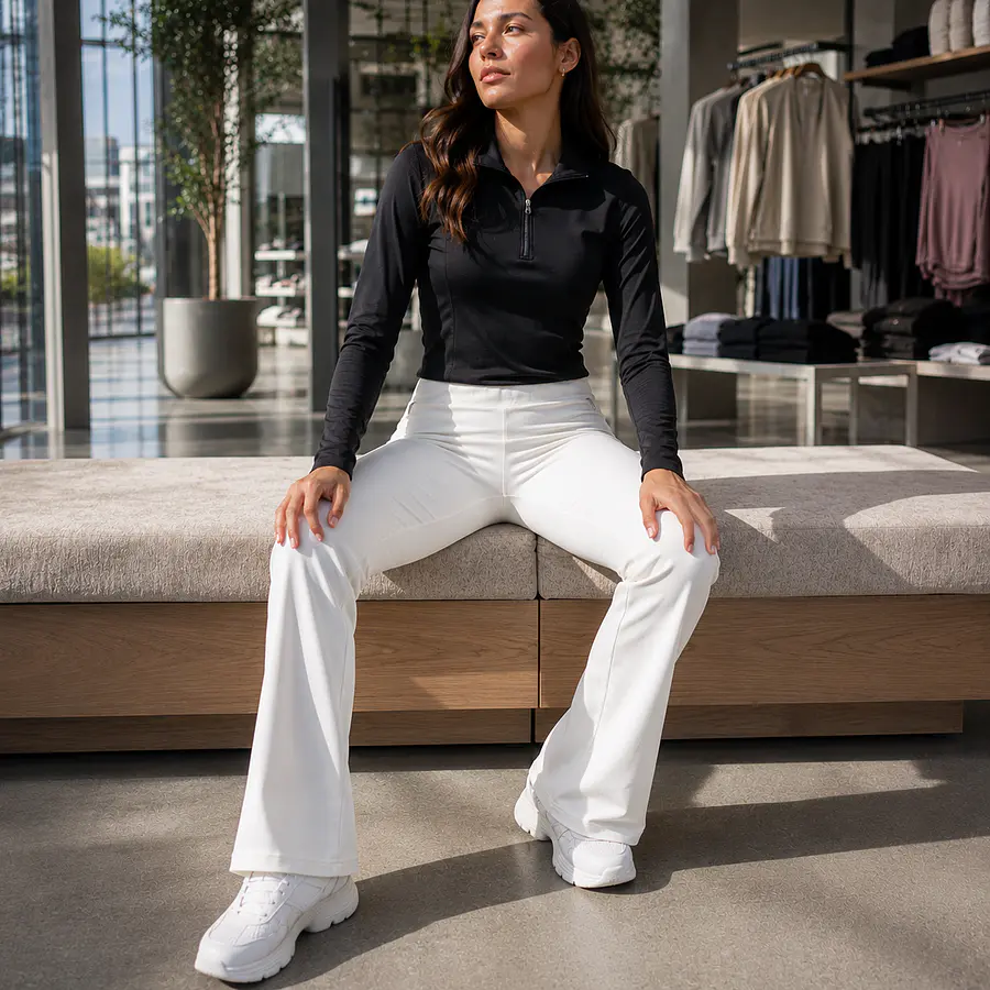 Pantalón Deportivo Mujer Northland PRO STR Paige LS Blanco | Stretch, Cintura Elástica y Corte Bootcut