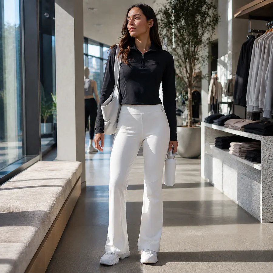 Pantalón Deportivo Mujer Northland PRO STR Paige LS Blanco | Stretch, Cintura Elástica y Corte Bootcut
