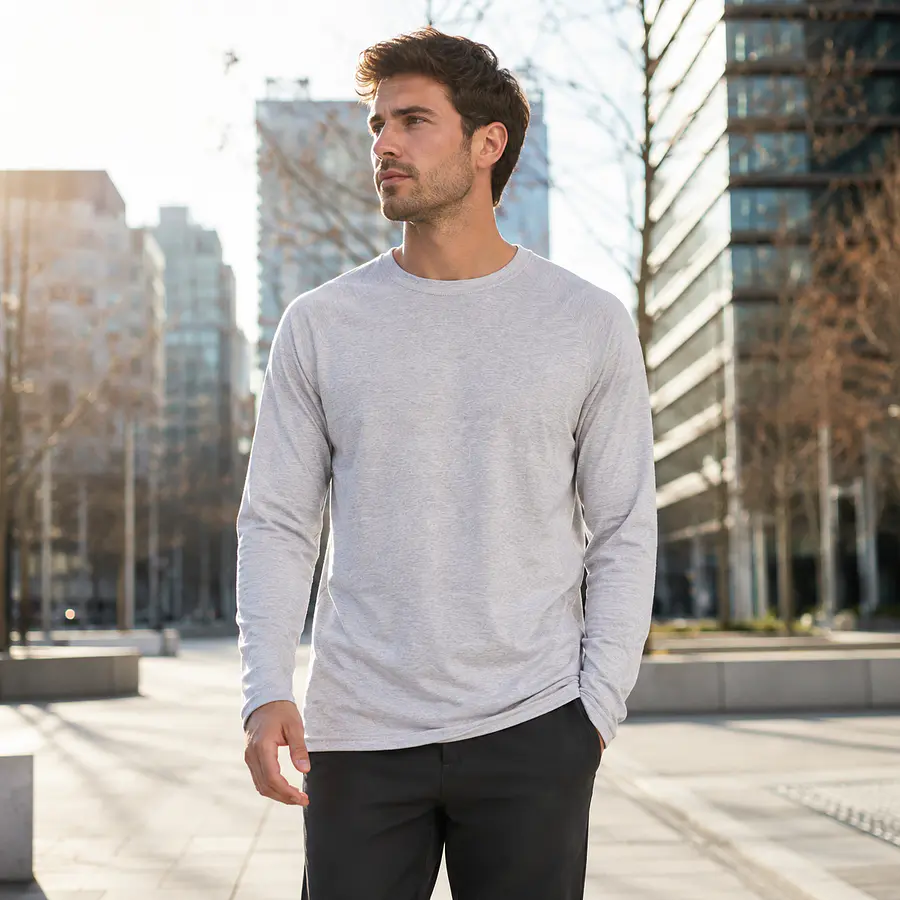 Primera Capa Hombre Northland Rib Grey Melange | Manga Larga, Algodón-Poliéster, Térmica y Calce Ajustado