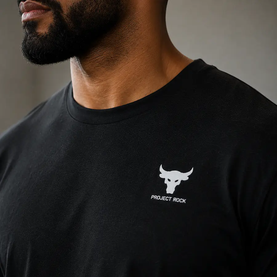Polera Under Armour Project Rock Branded Hombre Negra 1387797-001 | Algodón Premium Training