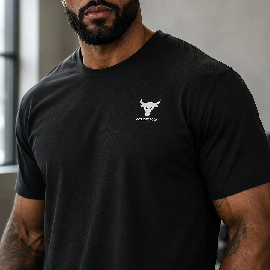 Polera Under Armour Project Rock Branded Hombre Negra 1387797-001 | Algodón Premium Training