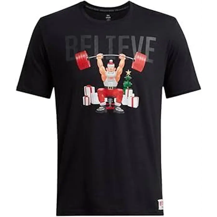 Polera Under Armour Project Rock Red One Believe Hombre Negra 6003011-001