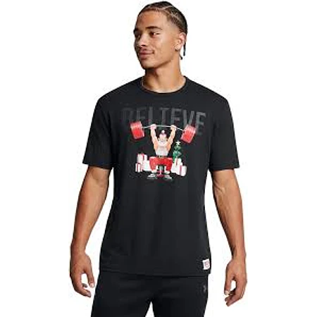 Polera Under Armour Project Rock Red One Believe Hombre Negra 6003011-001