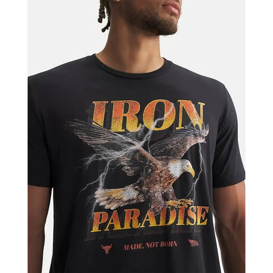 Polera Under Armour Project Rock Iron Paradise Hombre Negra 6011001-001 | Algodón Premium Training