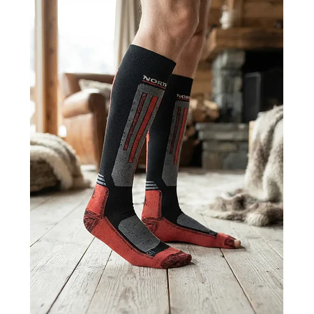 Calcetines de Ski Northland 00-17 Negro/Rojo | Técnicos, Acolchados y Reforzados para Nieve