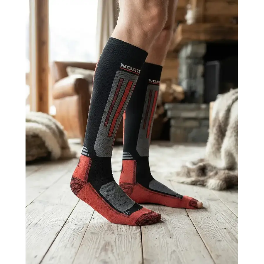 Calcetines de Ski Northland 00-17 Negro/Rojo | Técnicos, Acolchados y Reforzados para Nieve