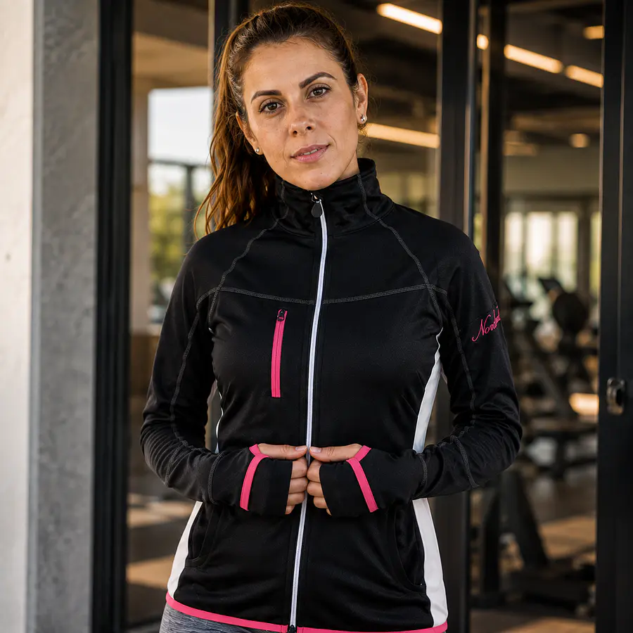 Polerón Deportivo Mujer Northland Pro Stretch Paige Negro | Full Zip, Liviano y Elasticado 02-046341