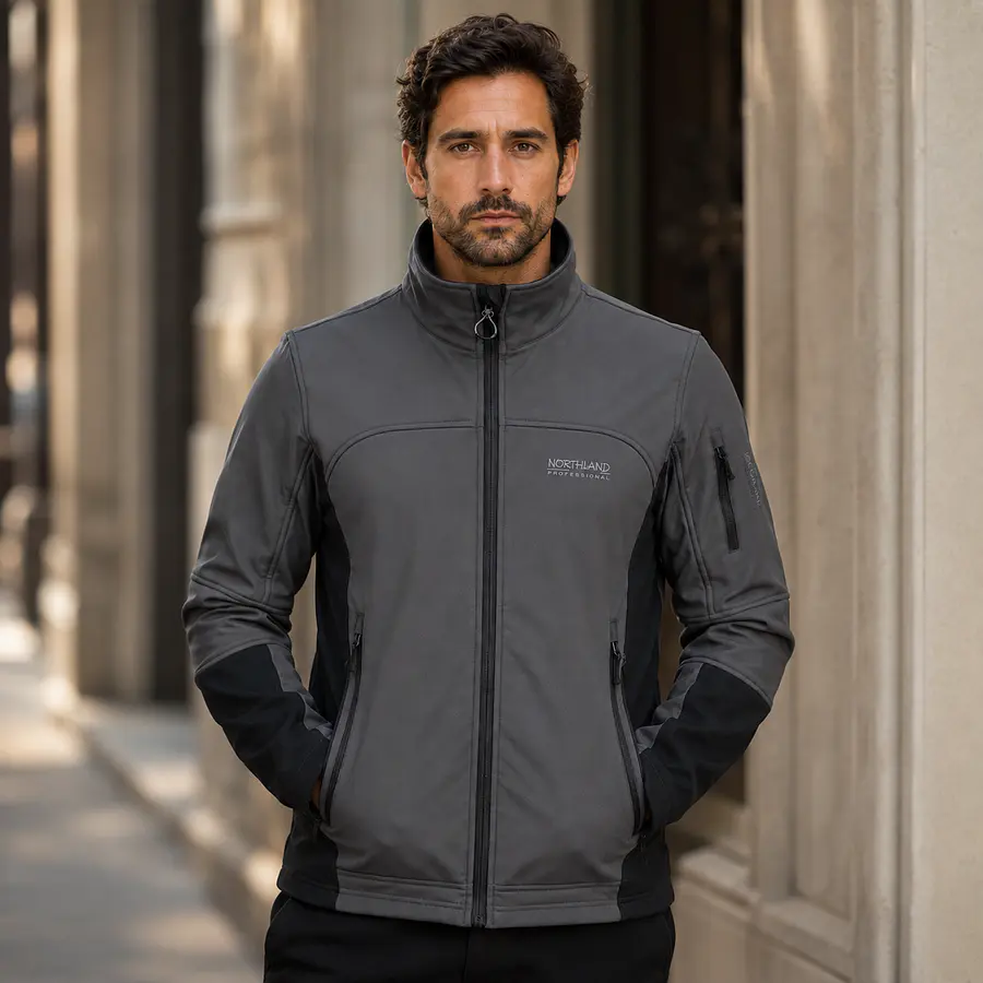 Chaqueta Softshell Hombre Northland Base Shell Georgia Gris/Negro | Cortaviento Outdoor
