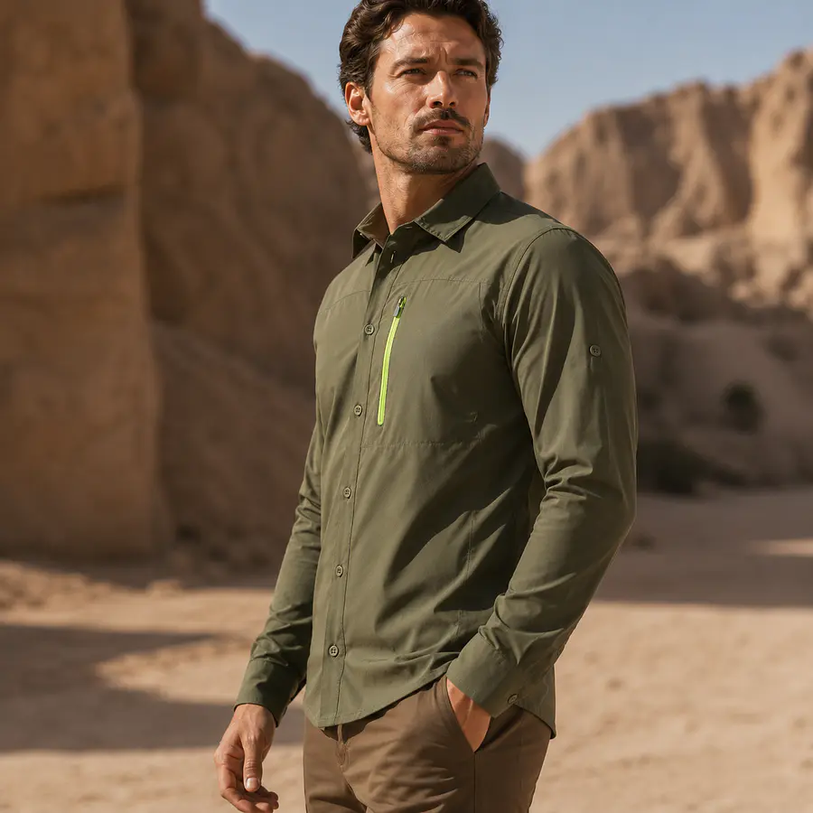 Camisa Outdoor Hombre Northland Alvaro Pro Dry STR Olive Secado Rápido 02-0828312