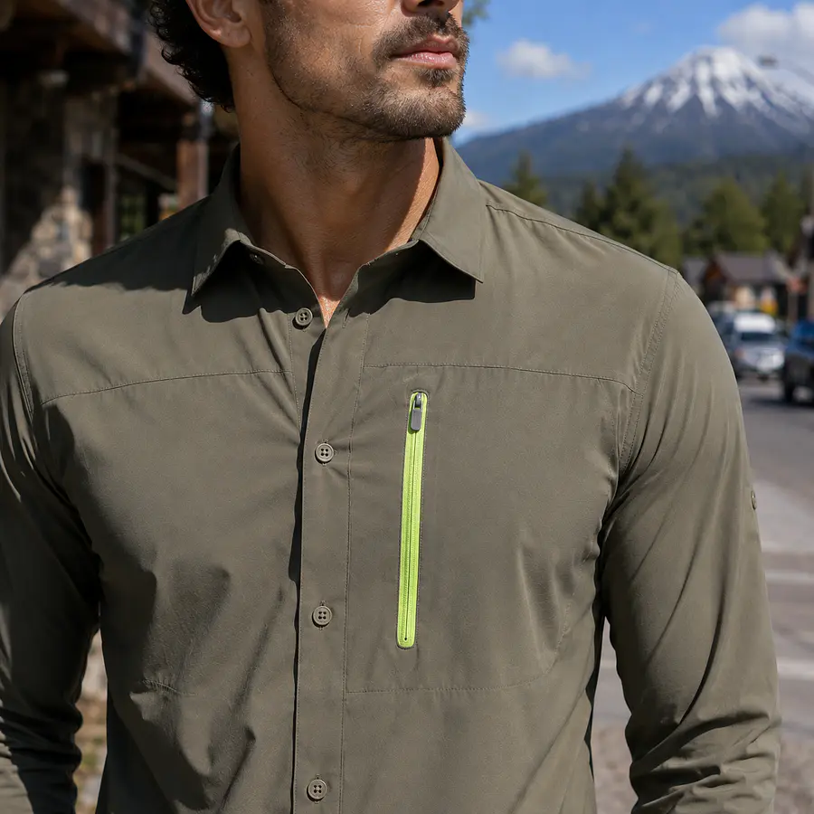 Camisa Outdoor Hombre Northland Alvaro Pro Dry STR Olive Secado Rápido 02-0828312