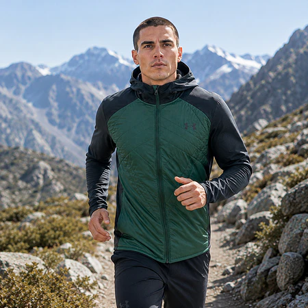 Chaqueta Hombre Under Armour Sprint Hybrid Toddy Green 1355118-370 | Aislamiento 80 g, Stretch y Resistente al Viento