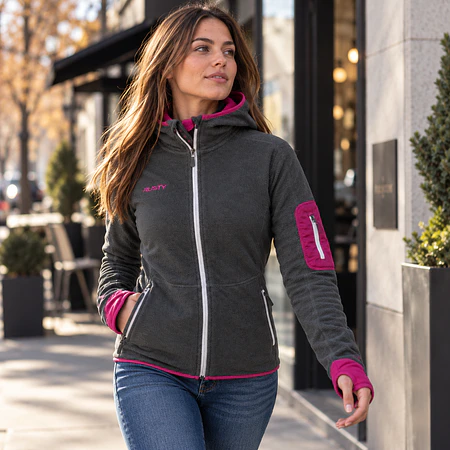Polerón Polar Mujer Rusty Gardenia Gris W7R2306BLK