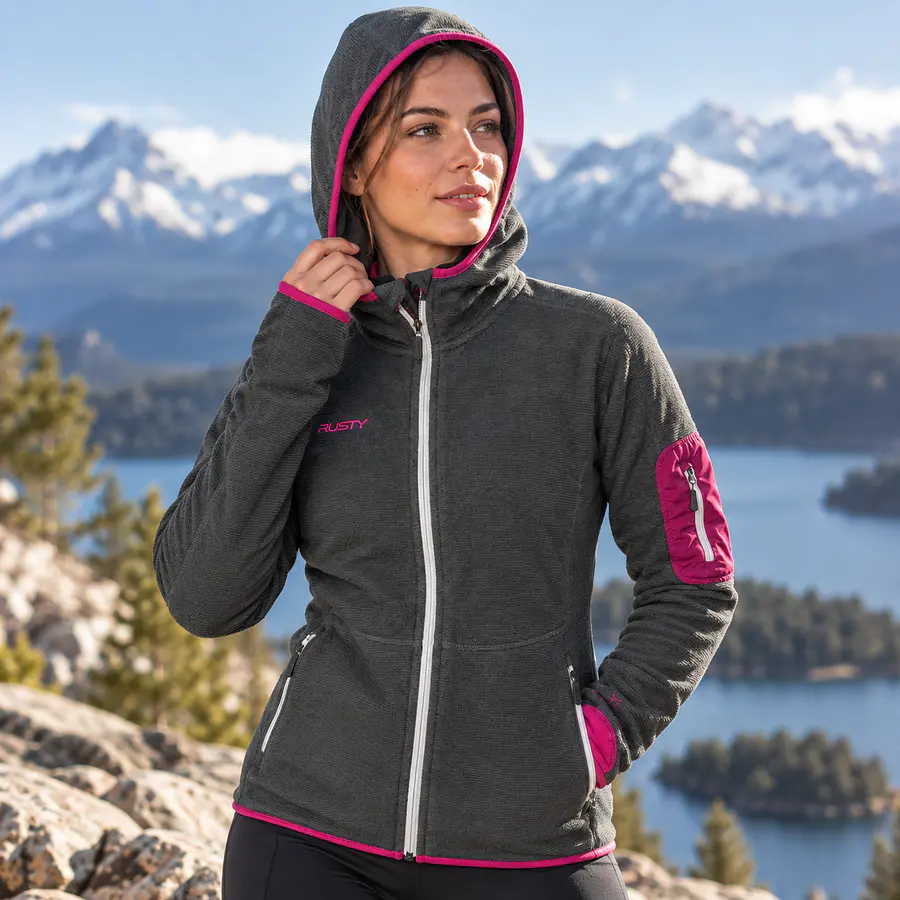 Polerón Polar Mujer Rusty Gardenia Gris W7R2306BLK