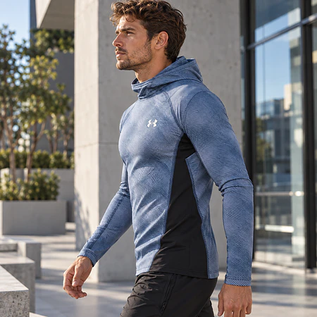 Primera Capa Hombre Under Armour ColdGear Infrared Grid 1387387-044 | Compresión Térmica con Capucha