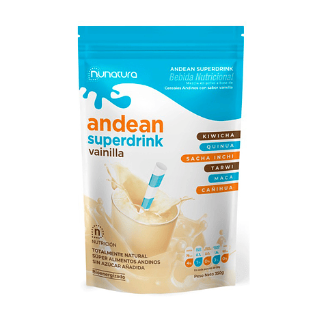 Andean superdrink bebida nutricional sabor vainilla - Bolsa 350gr