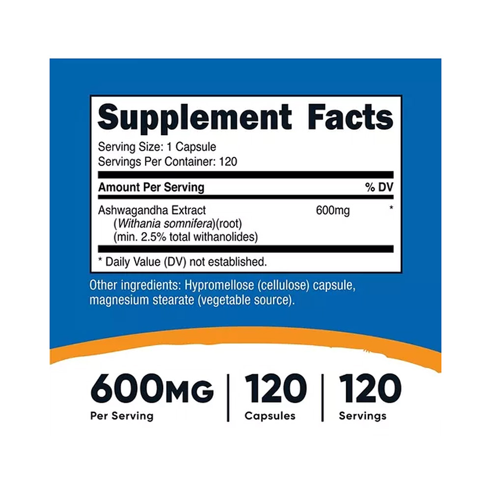 Ashwagandha 600 mg x 120 cápsulas (PARA IMPORTAR) 2
