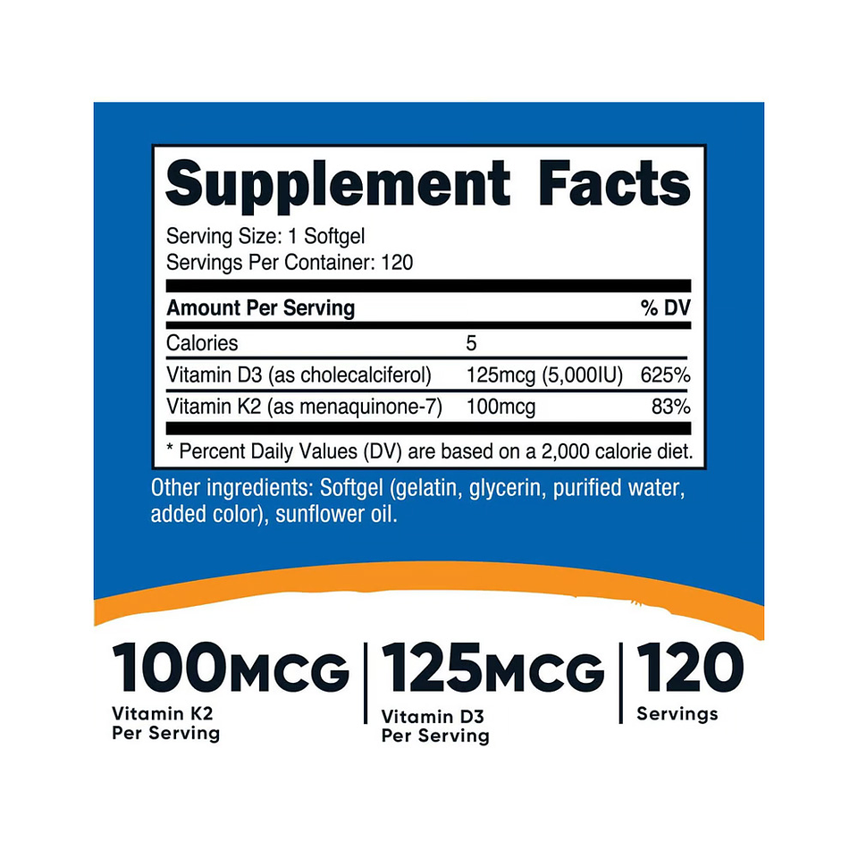 Vitamina K2 + D3 x 120 cápsulas (PARA IMPORTAR) 2