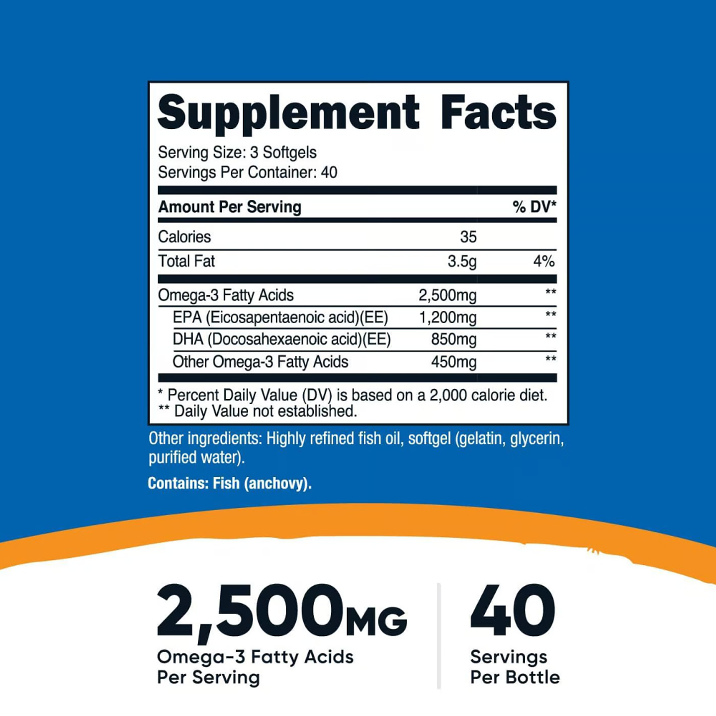Omega 3, 2500 mg por servicio - 120 cápsulas blandas (PARA IMPORTAR) 2