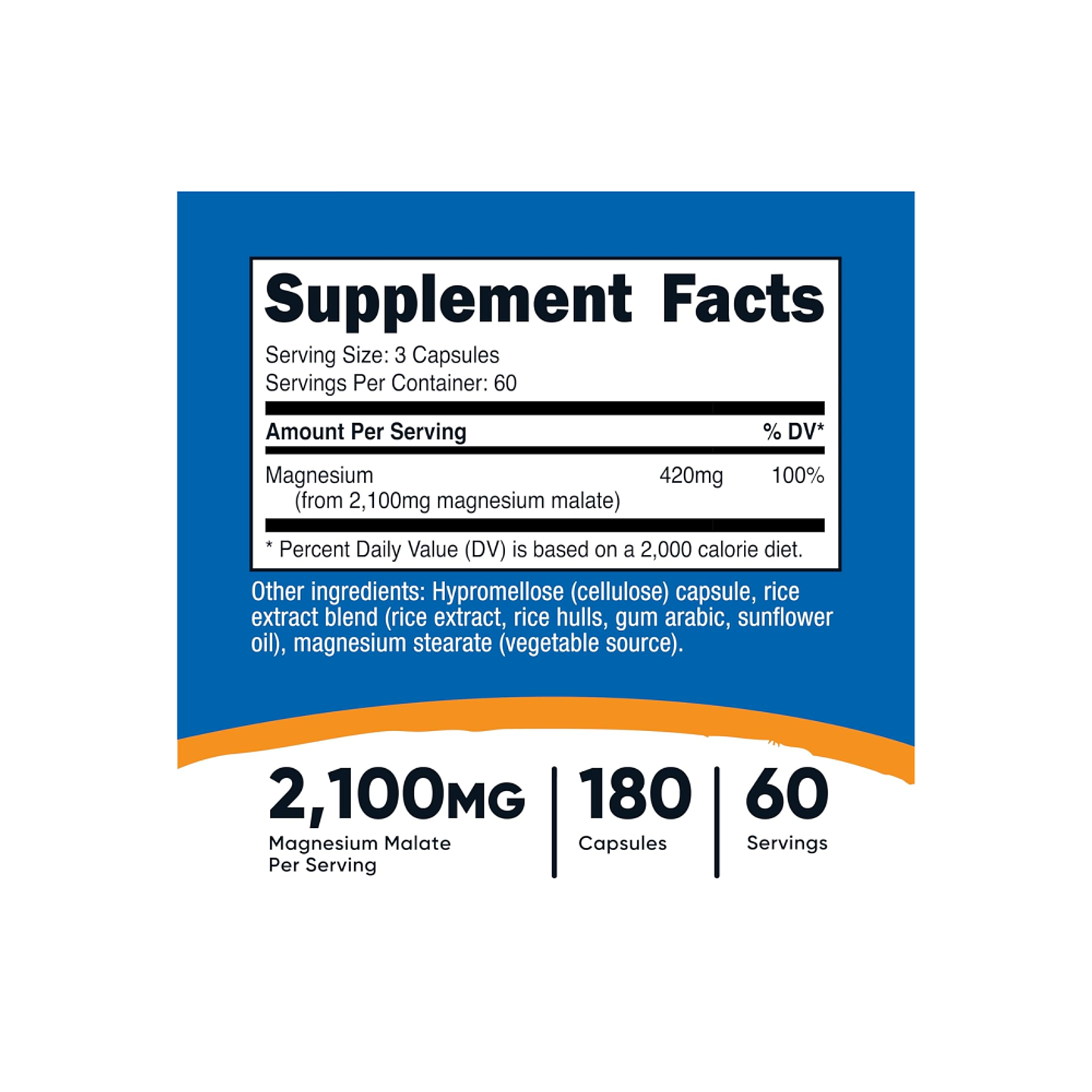 Malato de Magnesio 2100 mg por servicio - 180 cápsulas (PARA IMPORTAR) 2