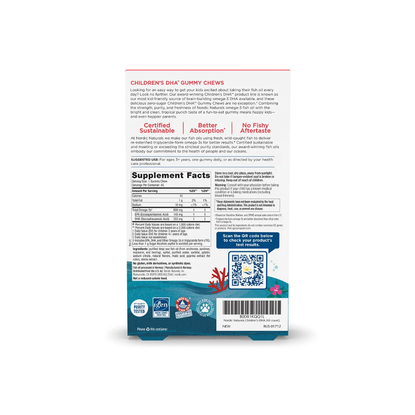 Children’s DHA Gomitas sin azúcar (USA) - 45 gomitas (PARA IMPORTAR) 2