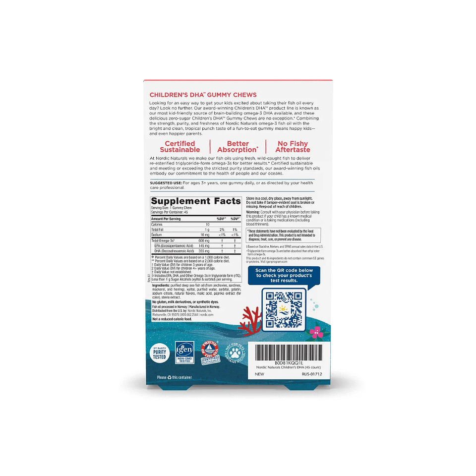 Children’s DHA Gomitas sin azúcar (USA) - 45 gomitas (PARA IMPORTAR) 2