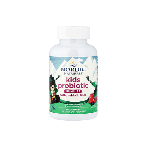 Kids Nordic Flora Probiotic Gummies, sabor berry, 1.5 mil millones de UFC + fibra prebiótica – 60 gomitas (PARA IMPORTAR)