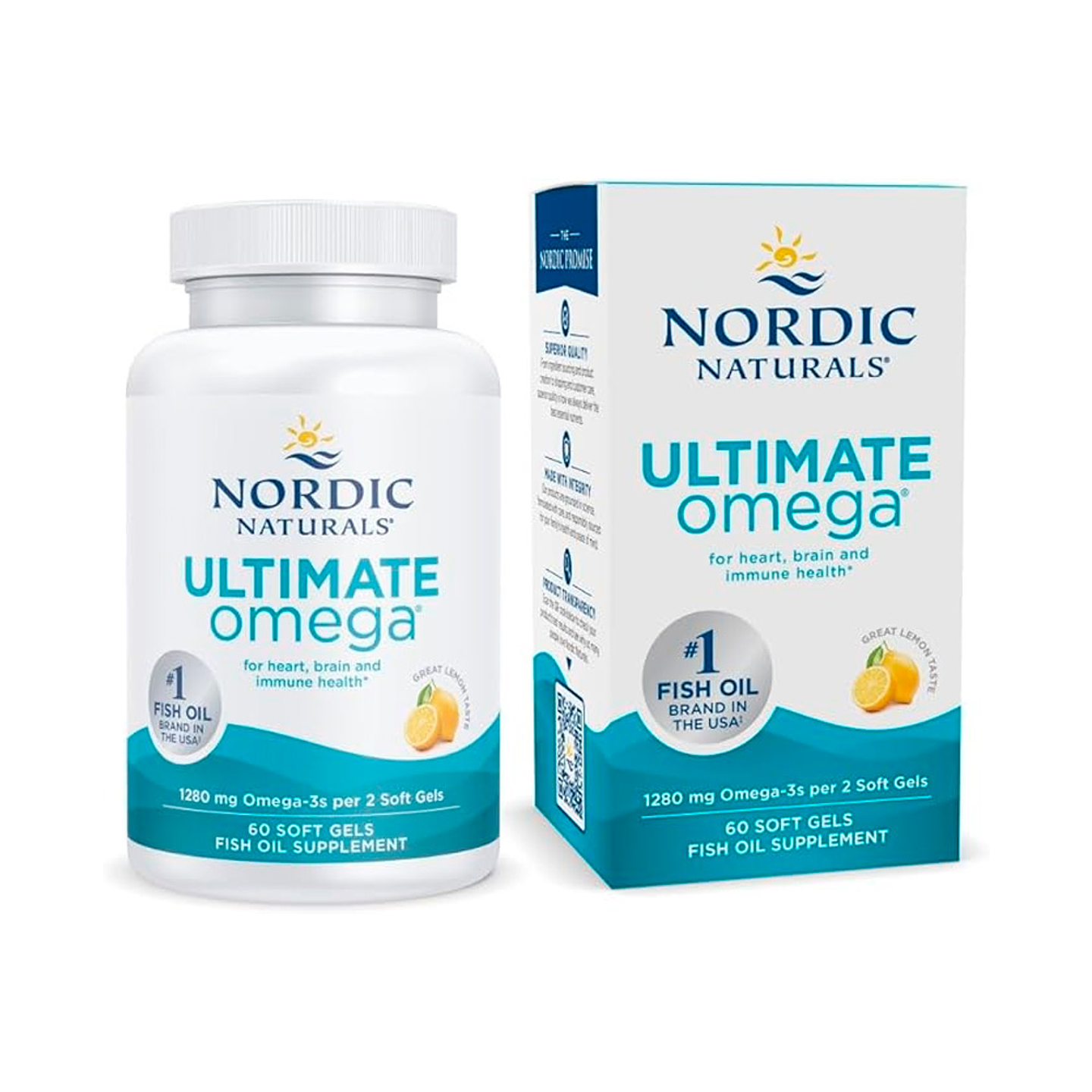 Ultimate Omega, sabor limón, 1 280 mg de Omega-3 por servicio - 60 cápsulas blandas (PARA IMPORTAR) 1